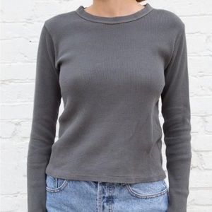 Brandy Melville Tori Thermal Gray Sleeve Top